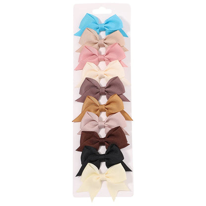 Pack of 10 Baby Ribbon Bowknot in Blue, Brown, Beige, Black