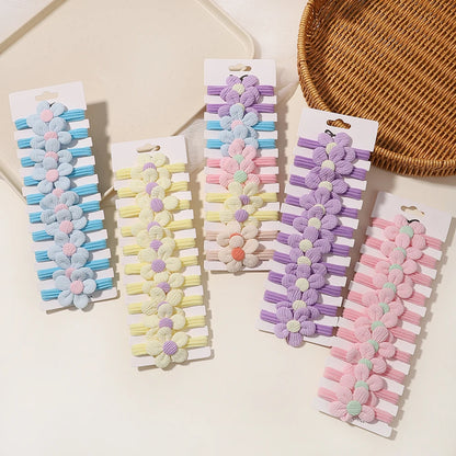 BABYGIRLS NYLON FLOWER HAIR TIES - 10PCS