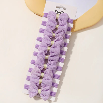 BABY GIRLS NYLON PURPLE HAIR TIES - 10PCS