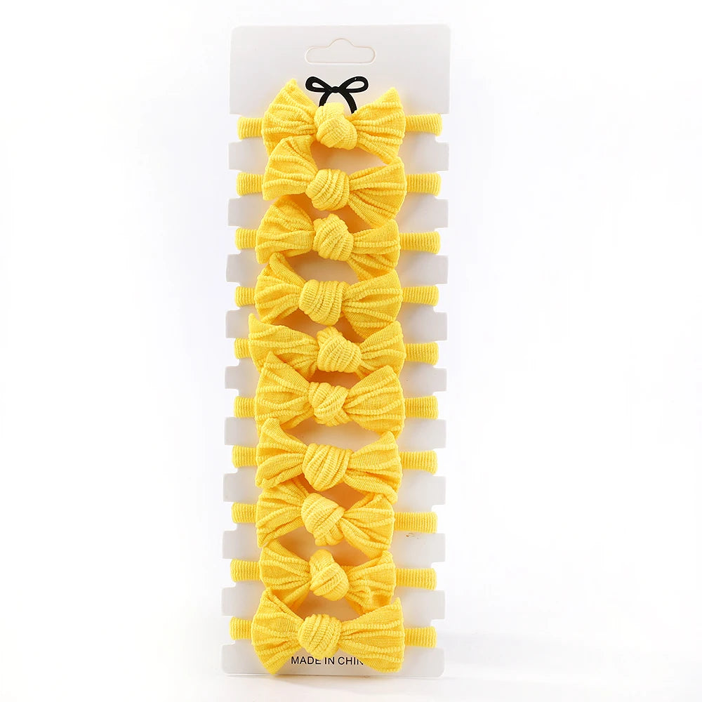 BABY GIRLS NYLON FLOWER HAIR TIES - 10PCS in yellow