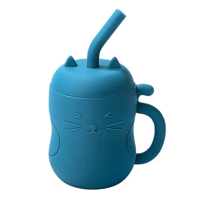 Leak-proof, Baby Silicone Straw Cup - 150ML in Blue