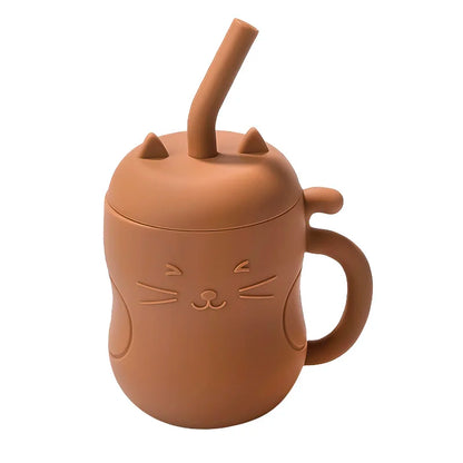 Leak-proof, Baby Silicone Straw Cup - 150ML in Brown