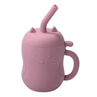 Leak-proof, Baby Silicone Straw Cup - 150ML in Pink