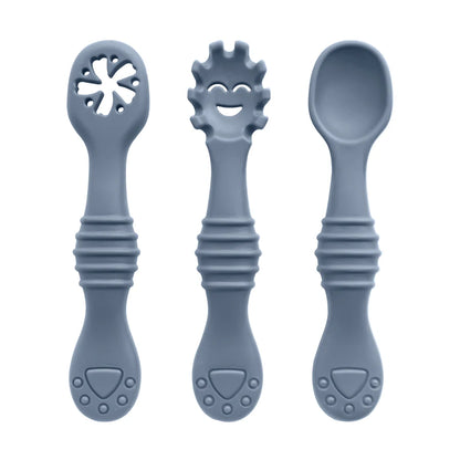 Baby Silicone Spoons Set - 3 Pack in Blue