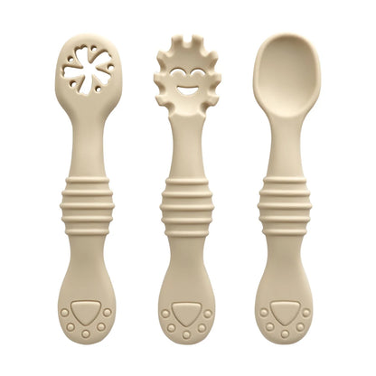 Baby Silicone Spoons Set - 3 Pack in Beige