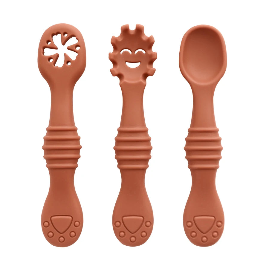 Baby Silicone Spoons Set - 3 Pack in Orange