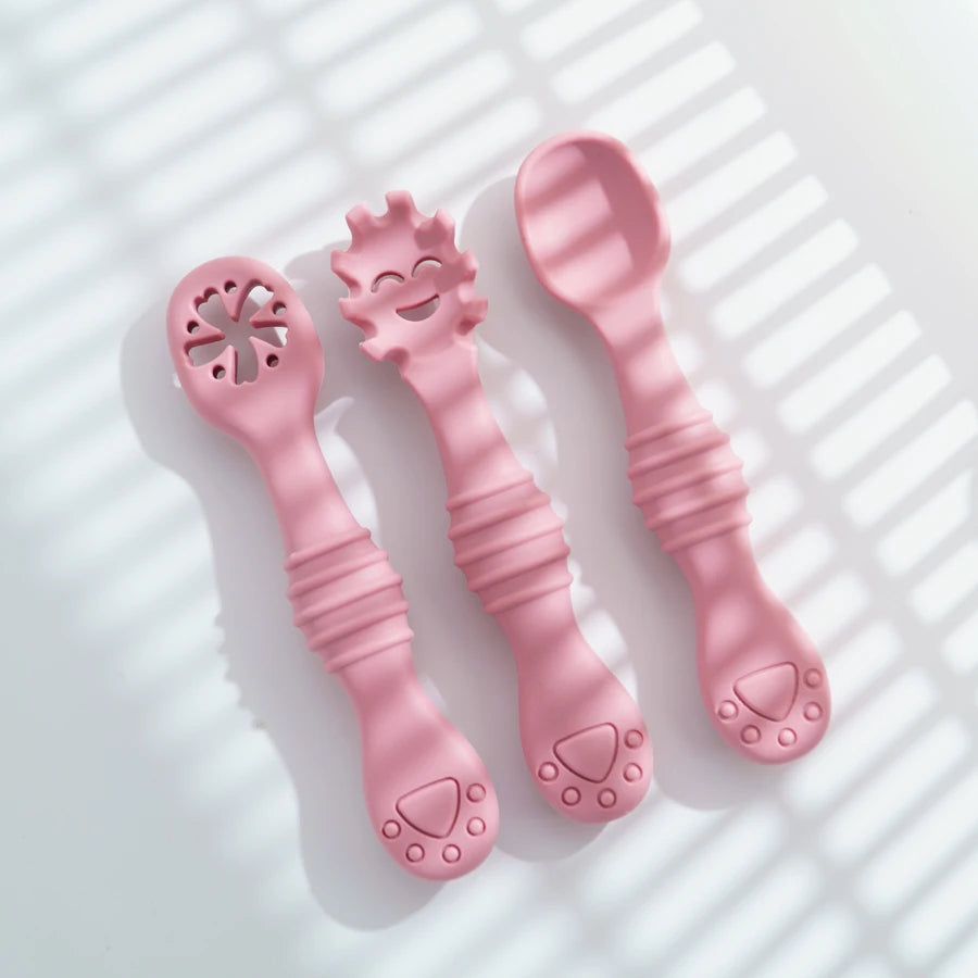 Baby Silicone Spoons Set - 3 Pack in Pink