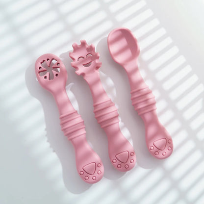 Baby Silicone Spoons Set - 3 Pack in Pink