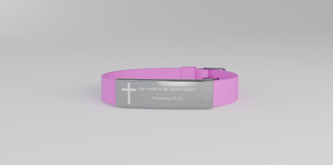 Faith &amp; Grace Inspirational Silicone Bracelet – Proverbs 31:10