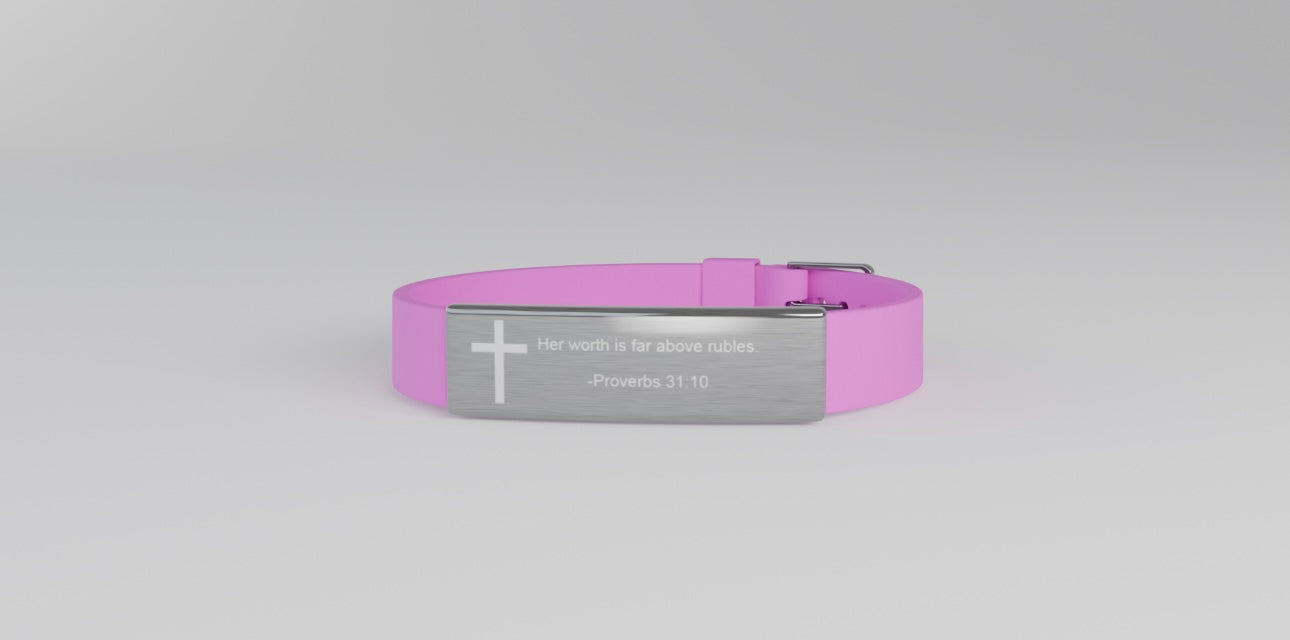 Faith &amp; Grace Inspirational Silicone Bracelet – Proverbs 31:10