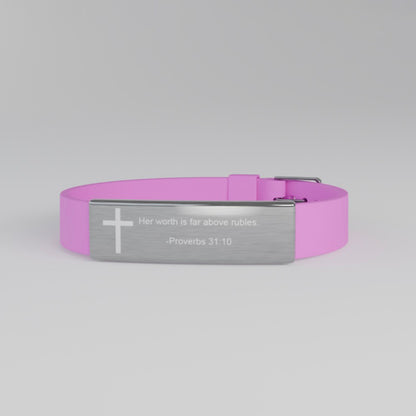 Faith &amp; Grace Inspirational Silicone Bracelet – Proverbs 31:10