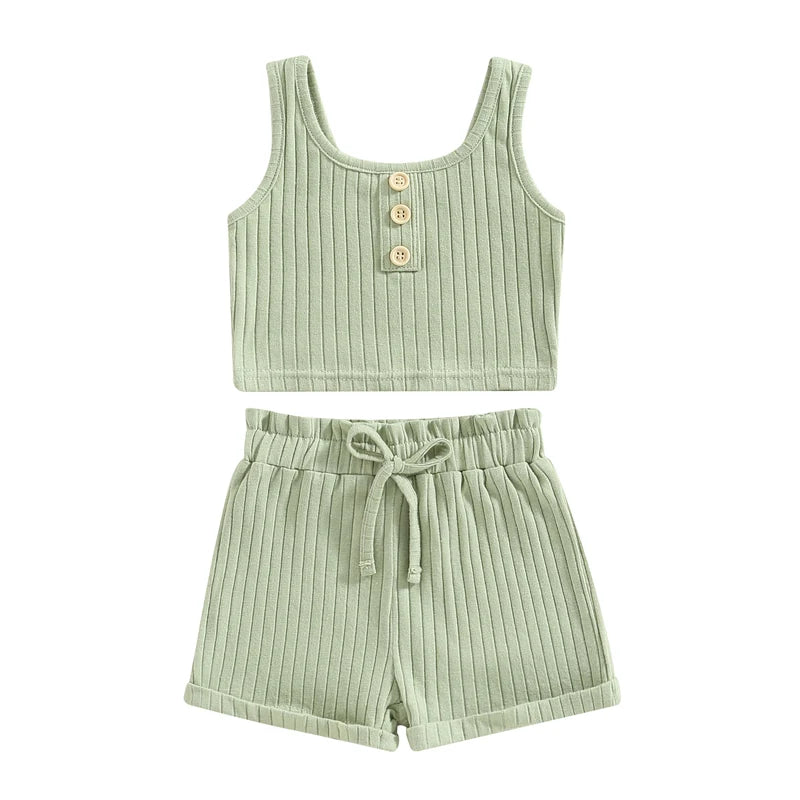 Summer Toddler Girls Outfit Set in Green