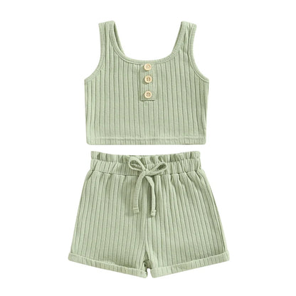 Summer Toddler Girls Outfit Set in Green