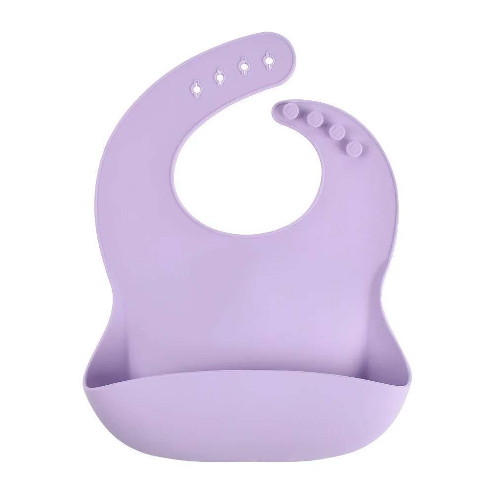 Adjustable Multi-Colored Silicone Bibs in Purple