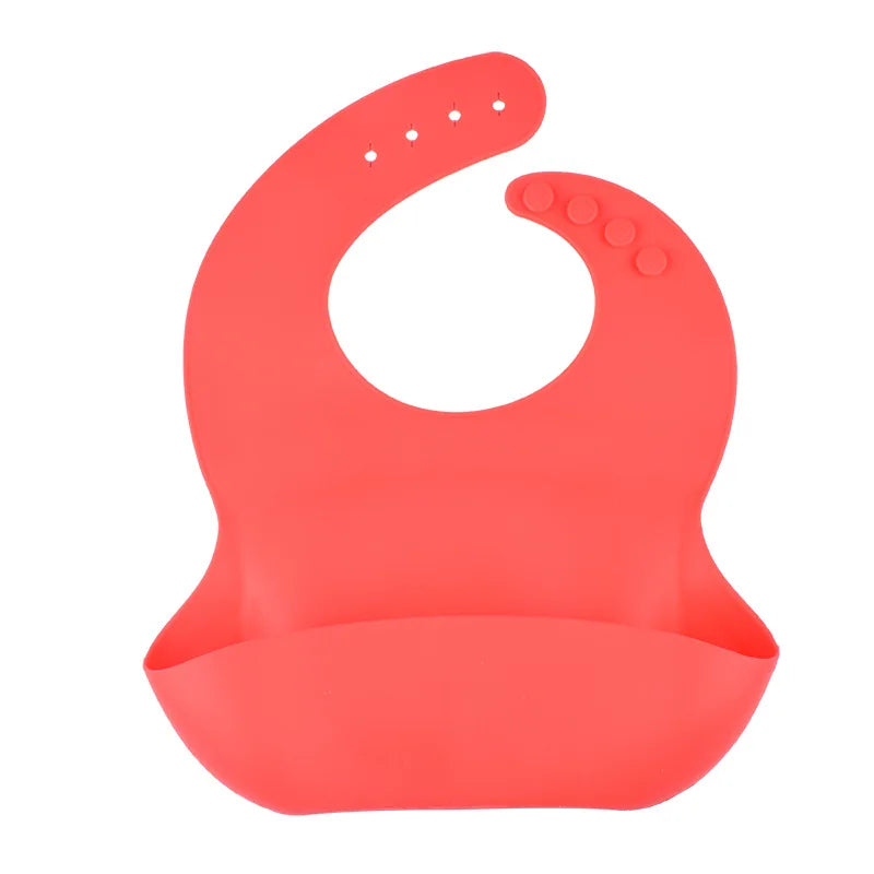 Adjustable Multi-Colored Silicone Bibs in Red