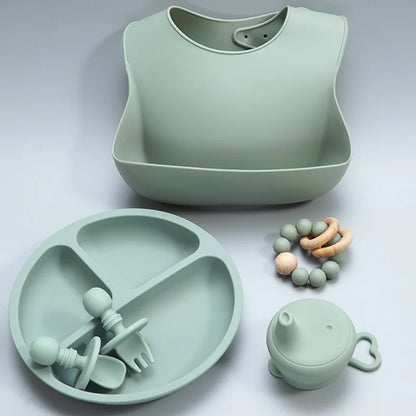 Adjustable Silicone Bibs Set in Green