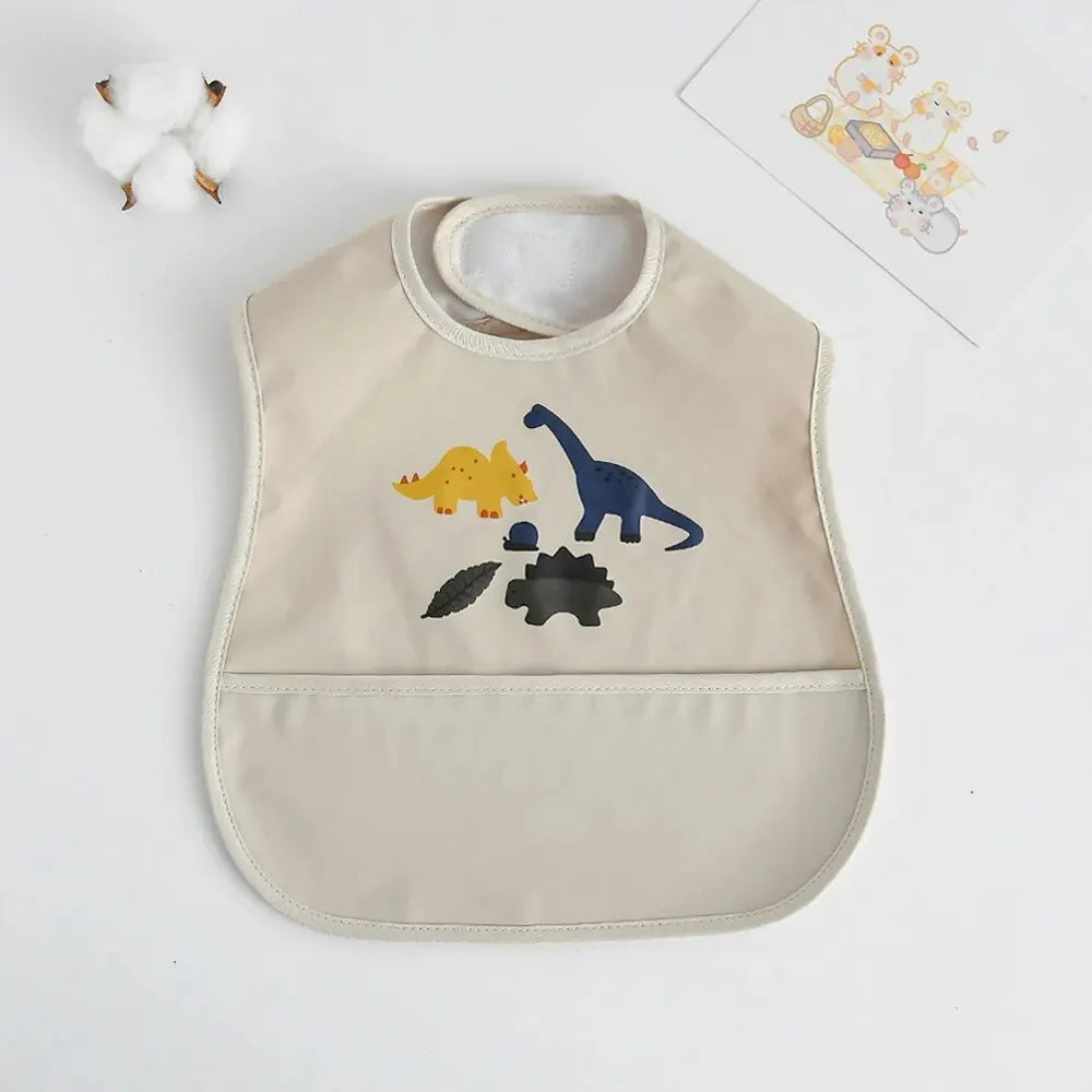 No-Sleeve Animal Cartoon Bibs in Dinosaur Print