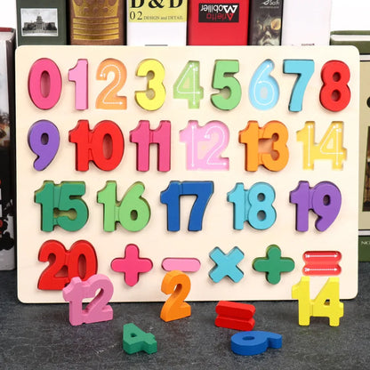 Wooden Baby Alphabet and Number Puzzle - Montessori