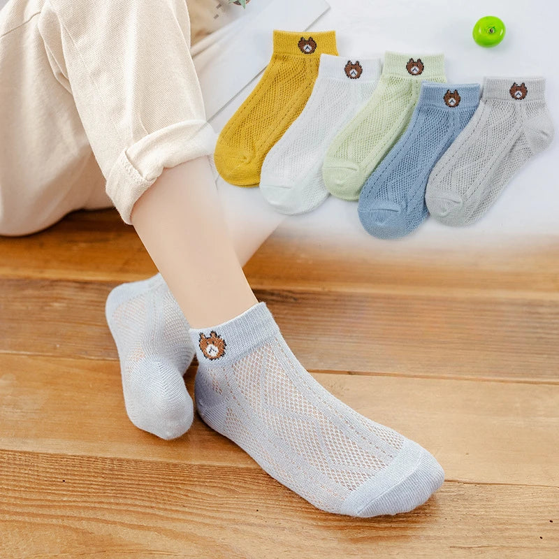 Baby Bear Socks - 5 pack in Green, White, Grey, Gold, and Blue