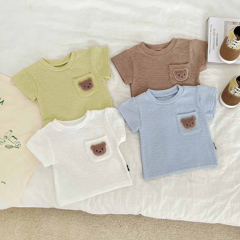 Newborn Baby Bear Summer Set in Brown, Green, White, Blue