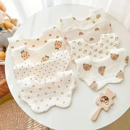 Newborn Burp, Drool, Teething Bibs in Heart, Polka Dot, and Animal Print