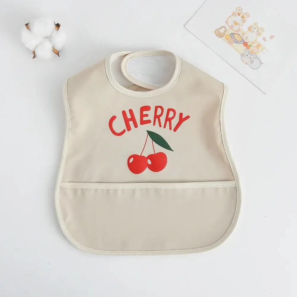 No-Sleeve Animal Cartoon Bibs in Cherry Print