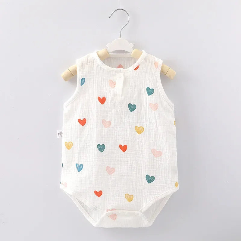 Baby Bodysuit Short Sleeve - Heart Print