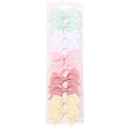 Pack of 10 Baby Ribbon Bowknot in Green, White, Pink, and Yellow