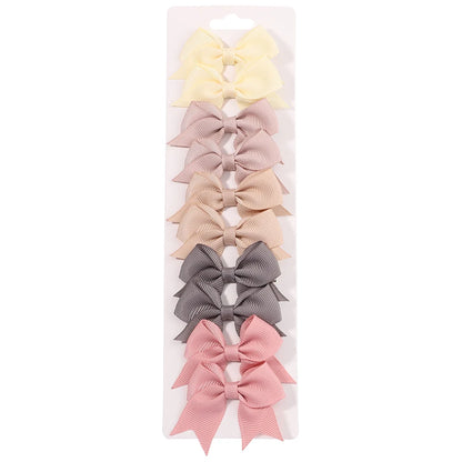 Pack of 10 Baby Ribbon Bowknot in Yellow, Brown, Grey, and Pink