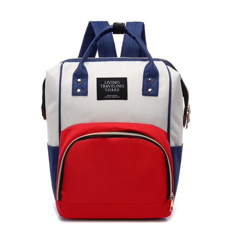 Large Baby Diaper Bag - Milk Storage in Blue , White, and Red