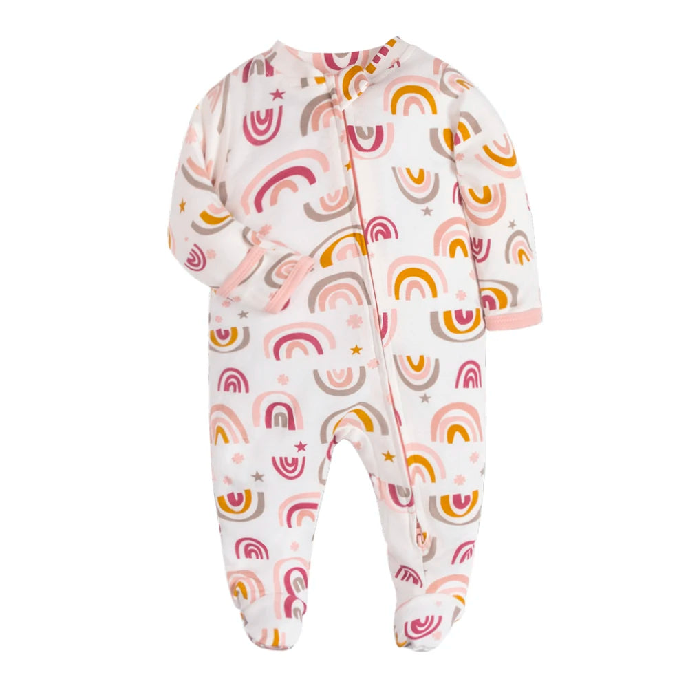 Organic Baby Cotton Footed Pajamas in Unicorn Print 