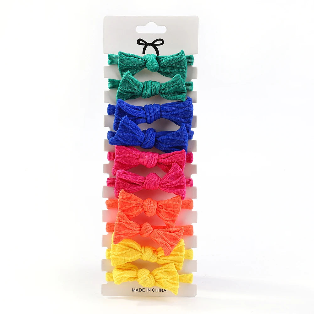 BABY GIRLS MULTI COLOR NYLON FLOWER HAIR TIES - 10PCS