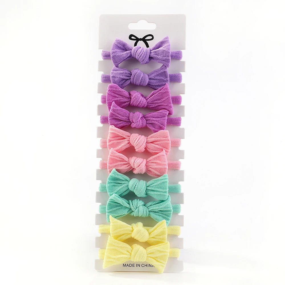 BABY GIRLS NYLON BOW HAIR TIES - 10PCS