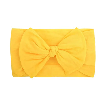 Baby Girls Nylon Bow Headbands in Yellow