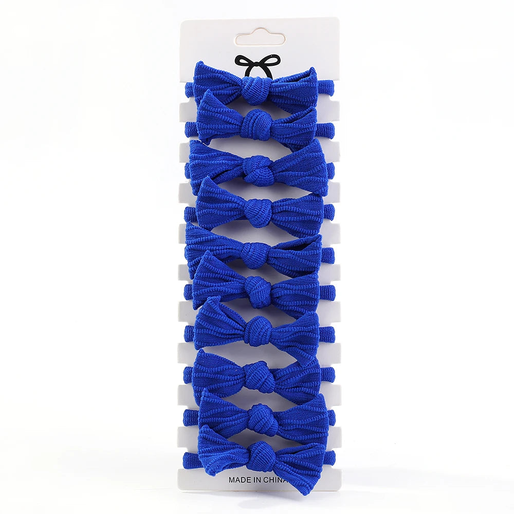 BABY GIRLS NYLON FLOWER HAIR TIES - 10PCS in blue