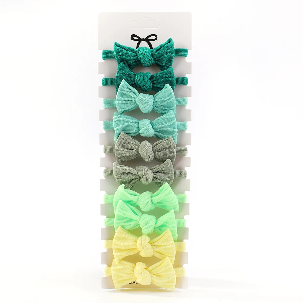 BABY GIRLS NYLON FLOWER HAIR TIES - 10PCS in green and yellow