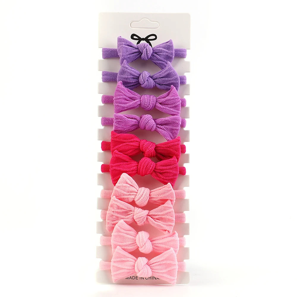 BABY GIRLS NYLON FLOWER HAIR TIES - 10PCS  in purple, red, and pink