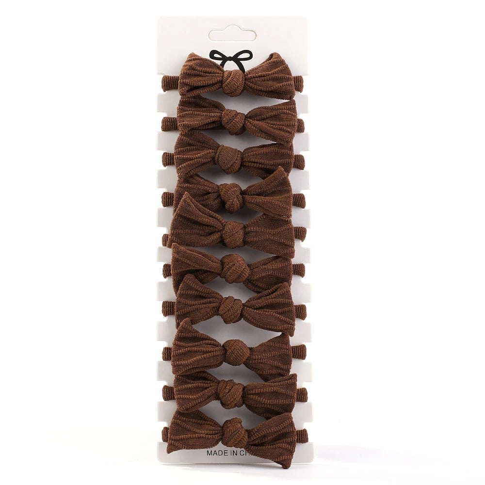 BABY GIRLS NYLON BROWN HAIR TIES - 10PCS