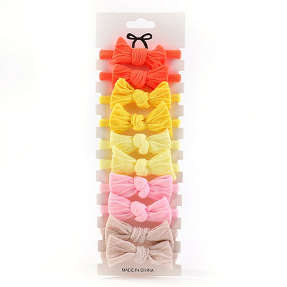 BABY GIRLS NYLON MULTI COLOR HAIR TIES - 10PCS in orange, yellow, pink, and beige