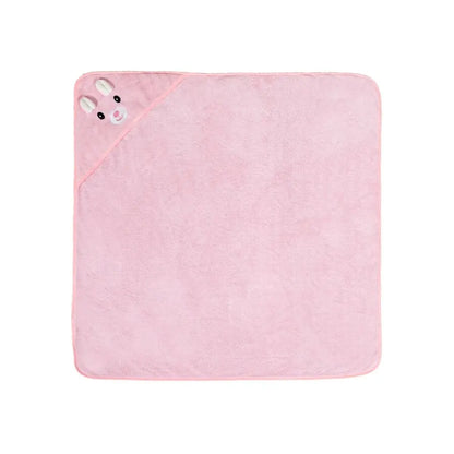 Quick-Drying Coral Velvet Baby Hooded Towel in Pink