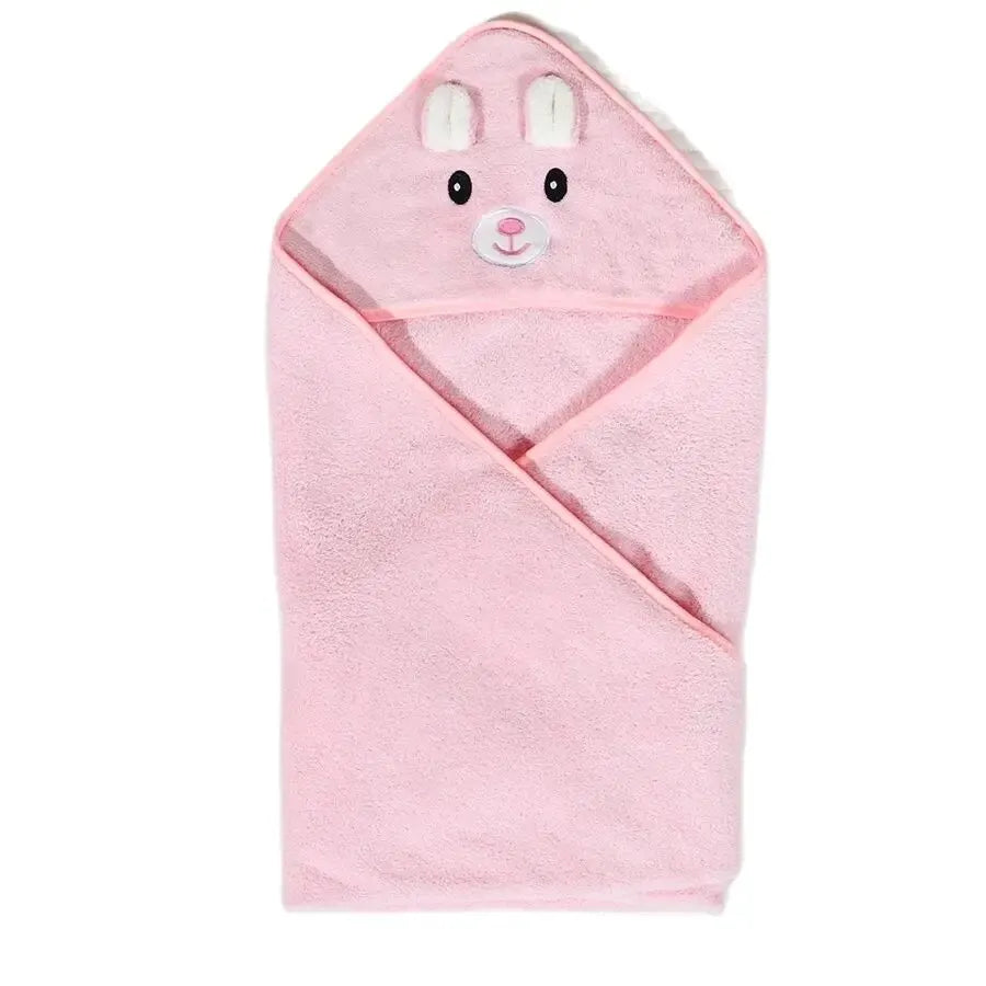 Quick-Drying Coral Velvet Baby Hooded Towel in Pink