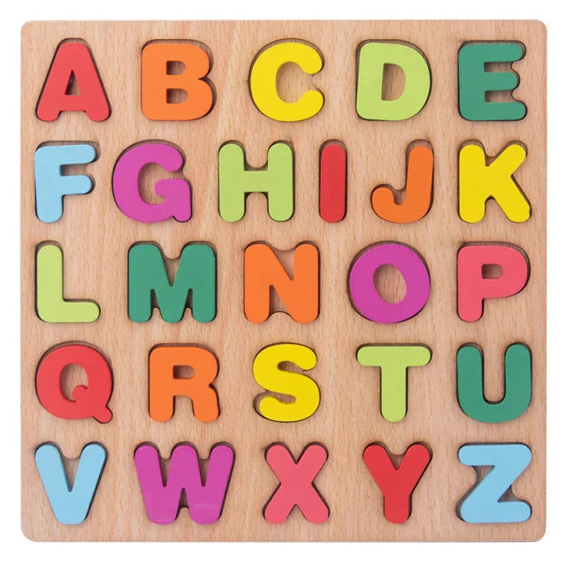 Wooden Baby Alphabet and Number Puzzle - Montessori