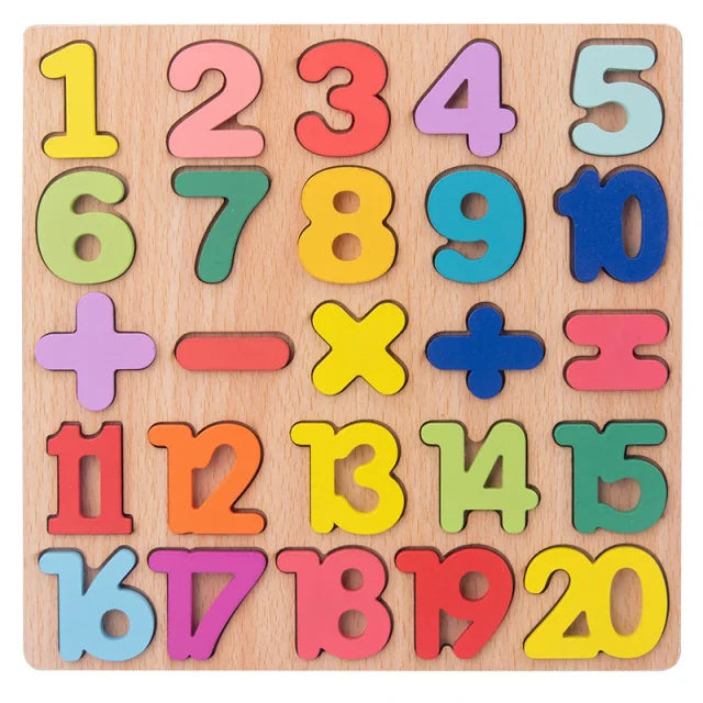 Wooden Baby Alphabet and Number Puzzle - Montessori