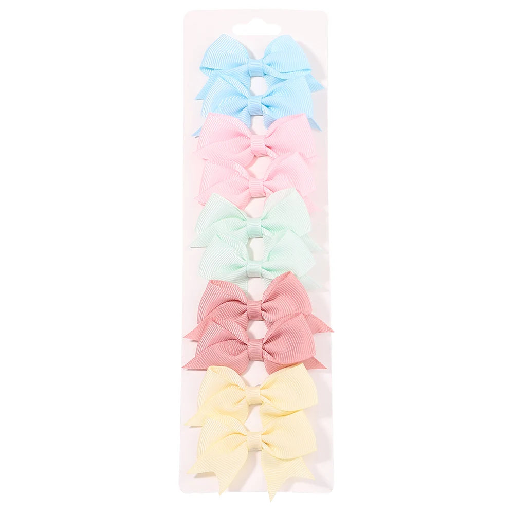 Pack of 10 Baby Ribbon Bowknot in Blue, Pink, Green, and Yellow