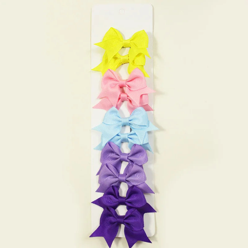 Pack of 10 Baby Ribbon Bowknot in Yellow, Pink, Blue, and Purple