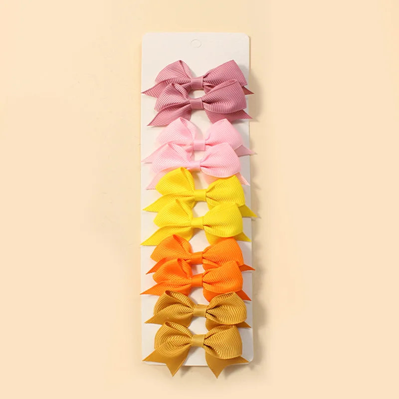 Pack of 10 Baby Ribbon Bowknot in Pink Yellow and Orange