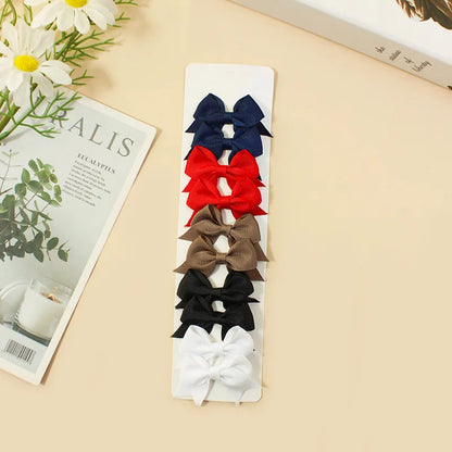 Pack of 10 Baby Ribbon Bowknot in Navy Blue, Red, Brown, Black, and White