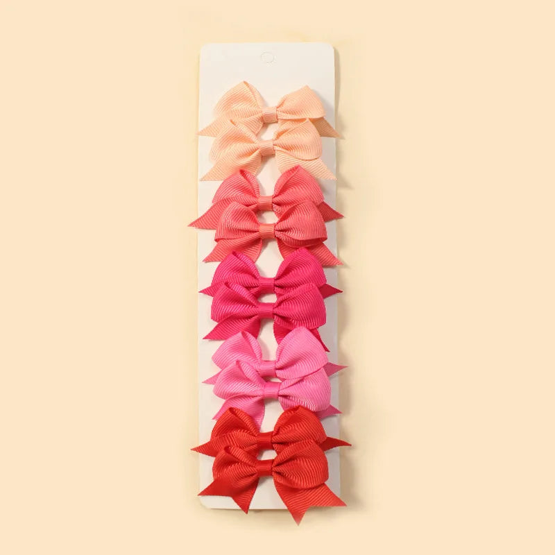 Pack of 10 Baby Ribbon Bowknot in Pink and Red