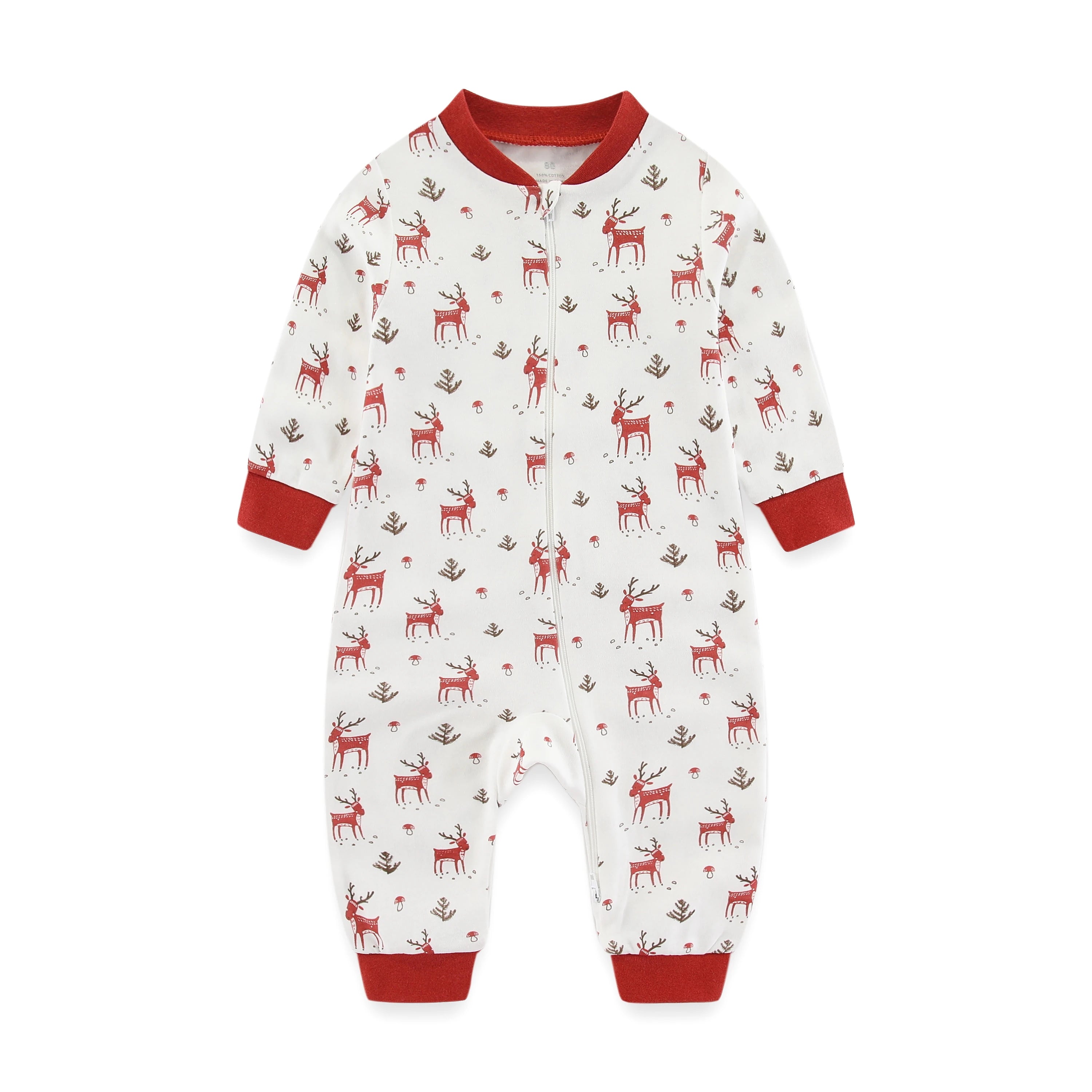 Newborn Baby 2-Way Zipper Romper in Reindeer Print 