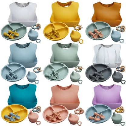 Adjustable Silicone Bibs Set - Multiple Colors